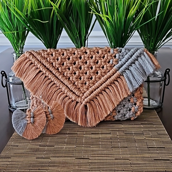 Custom Order Macrame Clutch/ Earrings - Picture 3 of 12